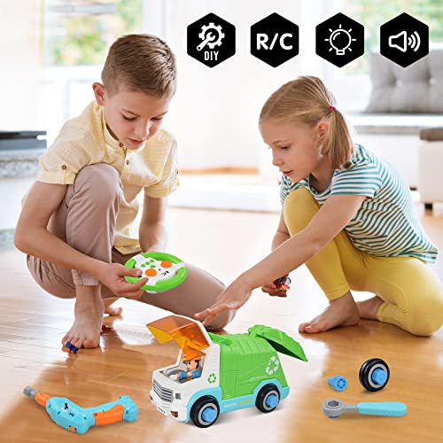 Yydeek Take Apart Garbage Truck Toys For Boys, Remote Control Car With Light And Sound, Stem Learning Building Toy Car Set With Electric Drill, Construction Toys For 4 5 6 Year Old Boys #TOP5