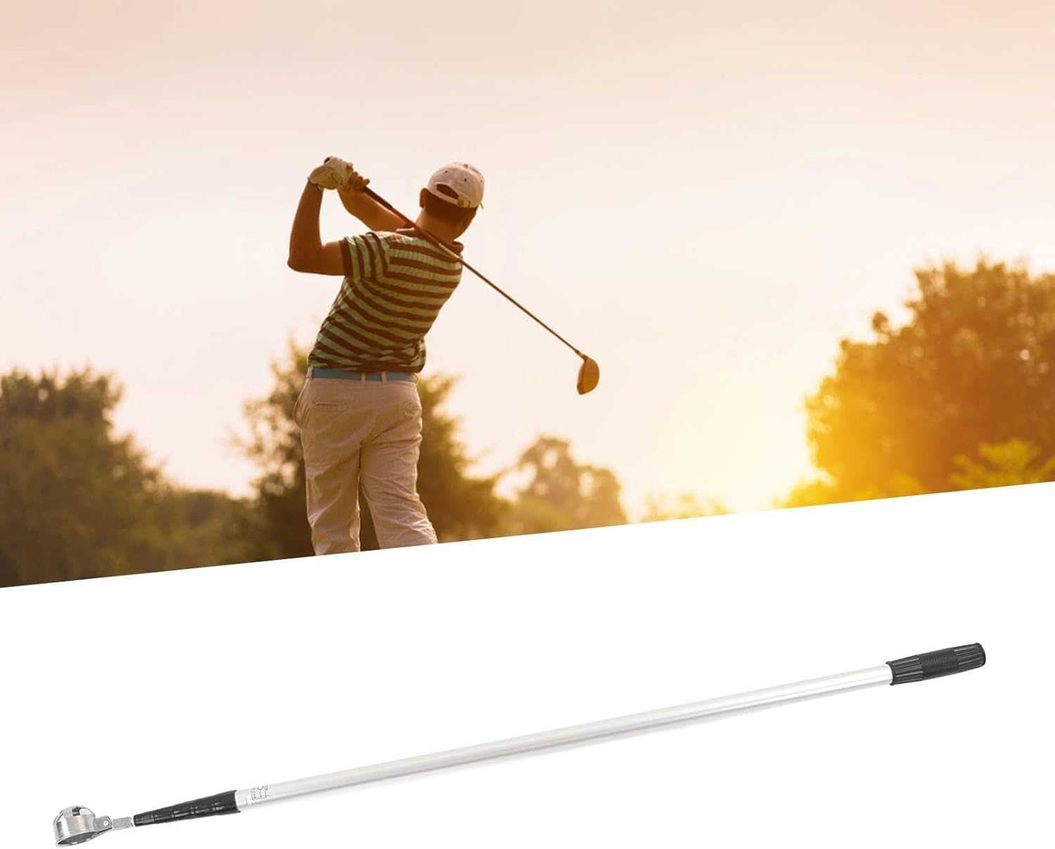 Golf Ball Retriever, Aluminum Alloy Golf Ball Picker, Telescopic Ball Retriever Tool Golf, Eccentric Rotation Button Golf Ball Grabber, Golf Accessory for Pool Bush
