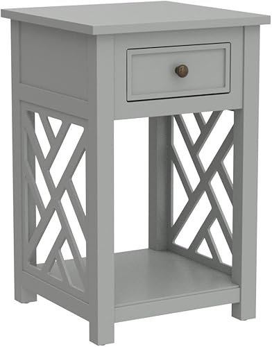 Miniatura 3 de Alaterre Furniture Coventry - Mesa auxiliar de madera con cajón y estante, color gris