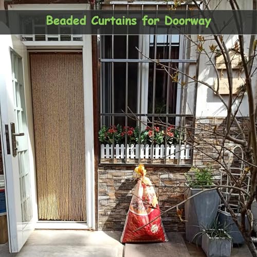 Rideau de porte en bois suspendu rétro pour placard, fenêtre et couloir vintage - 7