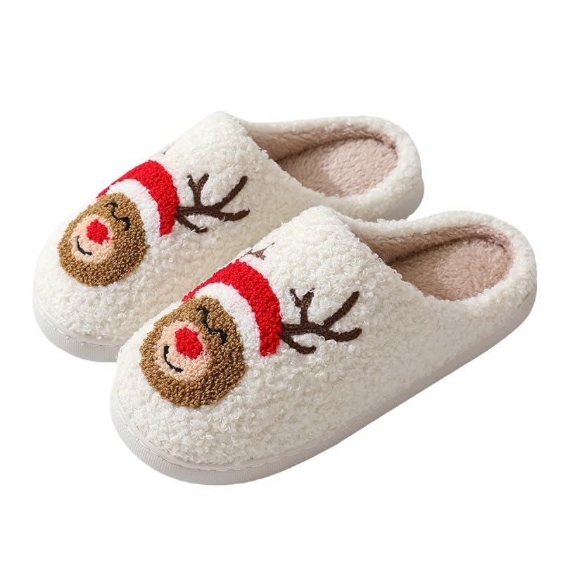 ogFctese Christmas Slippers Unisex Xmas Elk Shoes Santa Reindeer Cartoon Memory Foam Soft Plush...