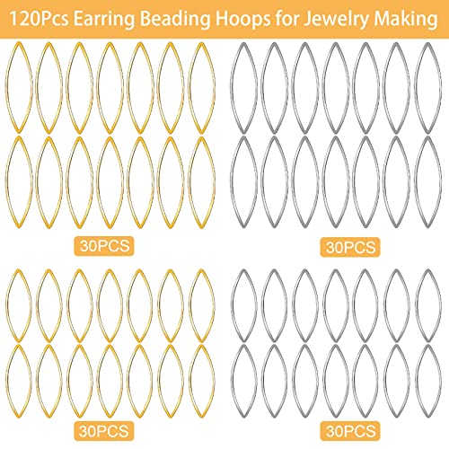 Oiiki LH3576 120Pcs Earring Beading Hoops For Jewelry Making, Eye Shape Metal Hoops, 2 Sizes Diy Jewelry Findings Accessories For Earrings, Necklace, Headband thumb #3