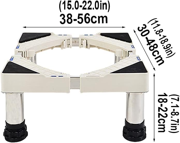 ミニ洗濯機と冷蔵庫用の調節可能なステンレススチール製ベーススタンド。幅 30 ～ 48 cm。製氷機、プランター、家庭用電化製品に最