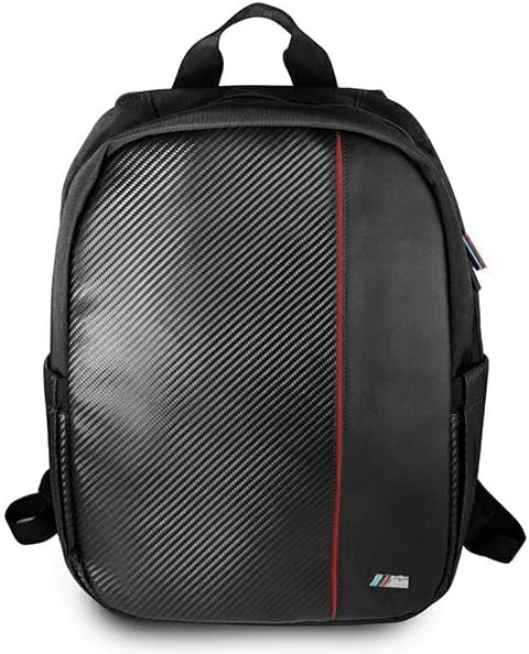 BMW BMBPCO15CAPRBK Backpack 16 Inches Black Carbon Red Stripes