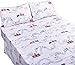J-pinno Twin Sheet Set Bedroom Decoration Gift, 100% Cotton, Flat Sheet + Fitted Sheet + Pillowcase Bedding Set (Train, Full)