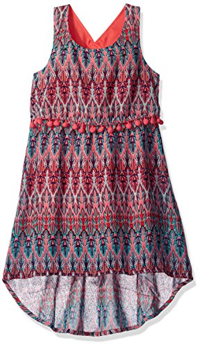 Derek Heart Girls' Big Hi-Low Racer Back Tier Dress Poms