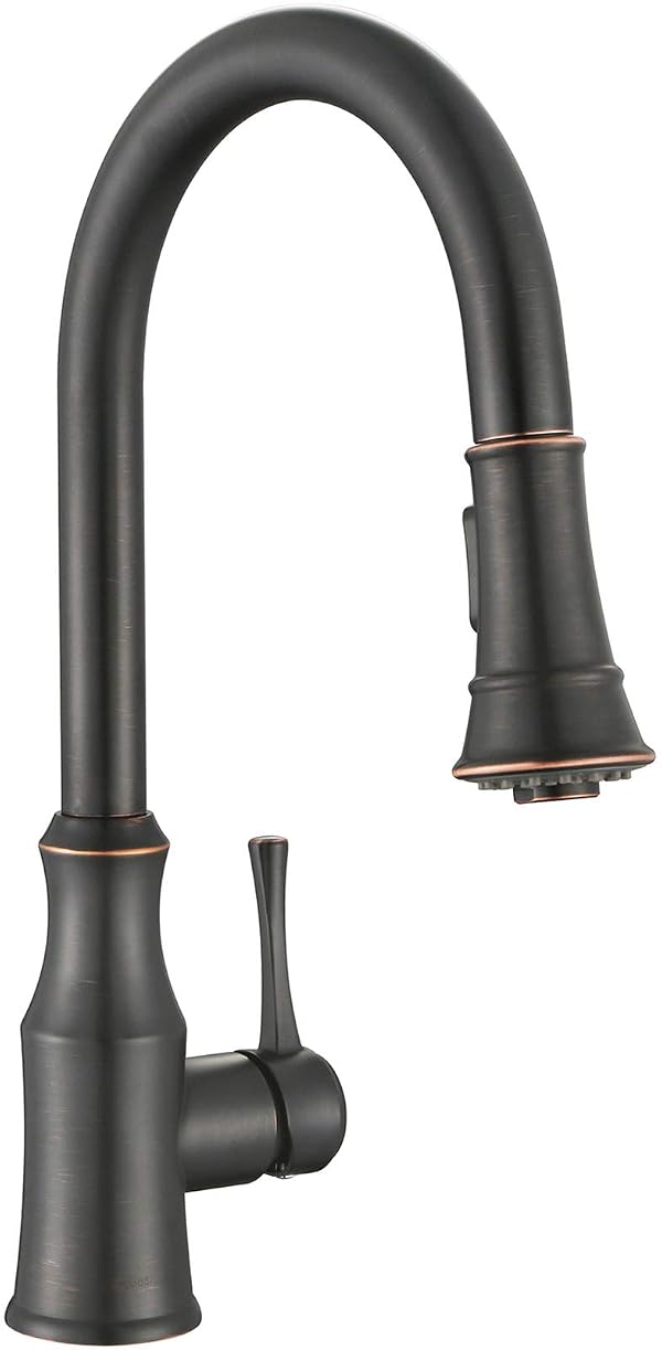AguaStella AS94ORB Oil Rubbed Bronze Kitchen Sink Faucet with Pull Down Sprayer Single Handle High Arc by AguaStella - Used condition - US$102.33