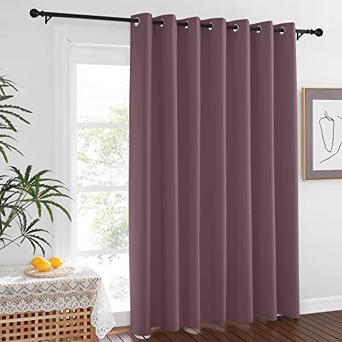 NICETOWN Blackout Dry Rose Sliding Door Curtains 84 inches Long - Grommet Thermal Insulated Patio Door Drape Room Darkening Sound Reducing Window Treatment for Girls Room (W100 x L84, 1 Panel)