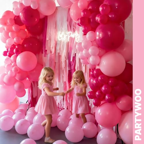 Image of PartyWoo Pink Balloons 65pcs 12 Inch Pearl Metallic Mauve Magenta Fuchsia Hot Pink Confetti Latex Balloons for Gender Reveal Bridal Shower Baby Shower Princess Theme Birthday Party Decorations