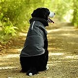 VIVAGLORY Softpad Wintermantel Hund, Hundemantel Fleecemantel Hund, Fleecejacke mit Bauchschutz, Fleece Reflektierend Verstellbar Softshell, M, Grau