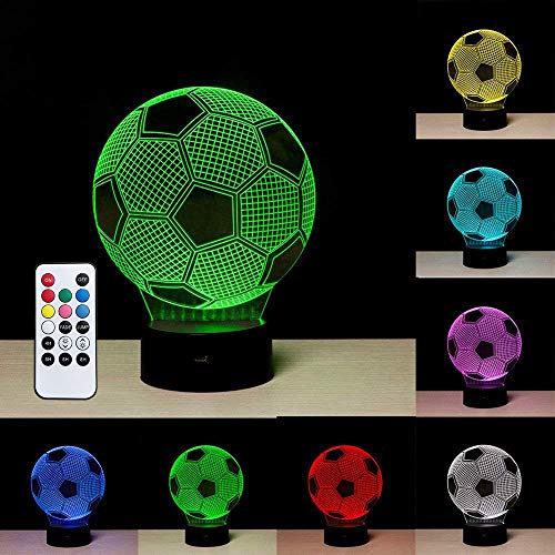 Football 3D LED Night Light, 3D Illusion Soccer Effet USB de charge LED Night Lamp avec 7 couleurs changeantes pour la maison/bureau décorations, Touch Table lampe de bureau,Cadeau pour enfants