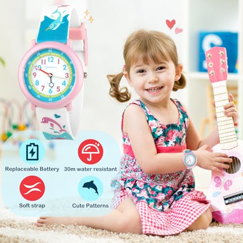 KEWUZY Kinderuhr, wasserdichte Kinderuhr, Kinder Uhren Analog, Digitale Kinderuhr für Alter 3-10 Armbanduhr Mädchen Junge Kinder analoge Quarzuhr