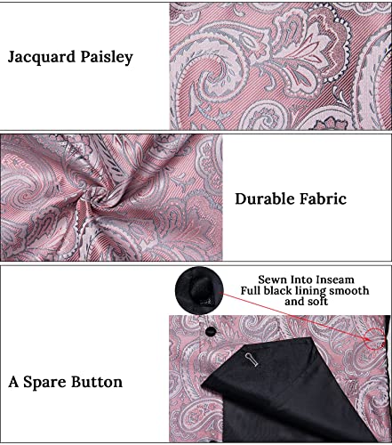 Image of DiBanGu Mens Paisley Vest Silk Sleeveless Suit Vest and Neck Tie Pocket Square Cufflinks Set for Wedding Formal