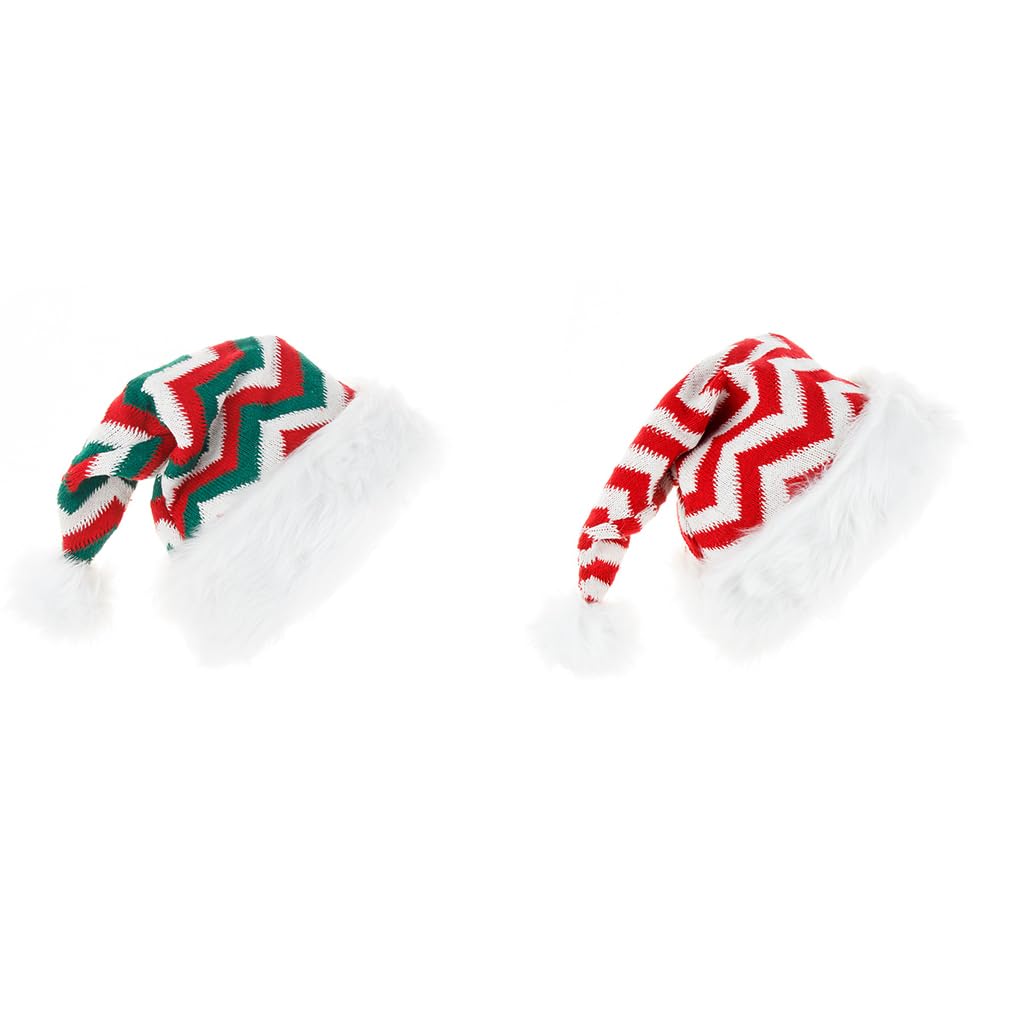 Gorras de Papá Noel, gorro de Navidad de invierno, transpirable, agradable a la piel, sombreros de Navidad a rayas, unisex, para adultos, rojo y verde