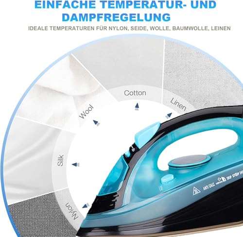 Dampfbügeleisen kabellos 2400W kabelloses Bügeleisen Sohle mit keramischer Antihaftbeschichtung Vertikal bügeln, Tropfstop, Antikalk, selbstreinigend mit Wassertank Steam Iron