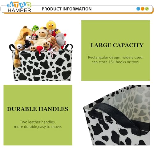 Image of NTAOHAMPER Rectangular Cow Storage Basket, Waterproof Cowprint Box with Handles, Room Decor, Gift Basket for CowLovers, Collapsible Storage Bin(Cow)