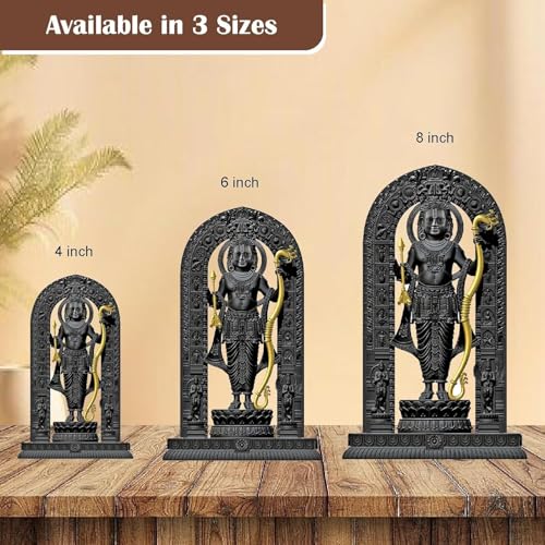 Image of JD FRESH 4 Inch Shree Ram Lalla Murti /God Idols /Ayodha's Shree Ram Statue /Home Decor /Decorative Items for Living Room /Office /Show Piece-(Black&Gold)
