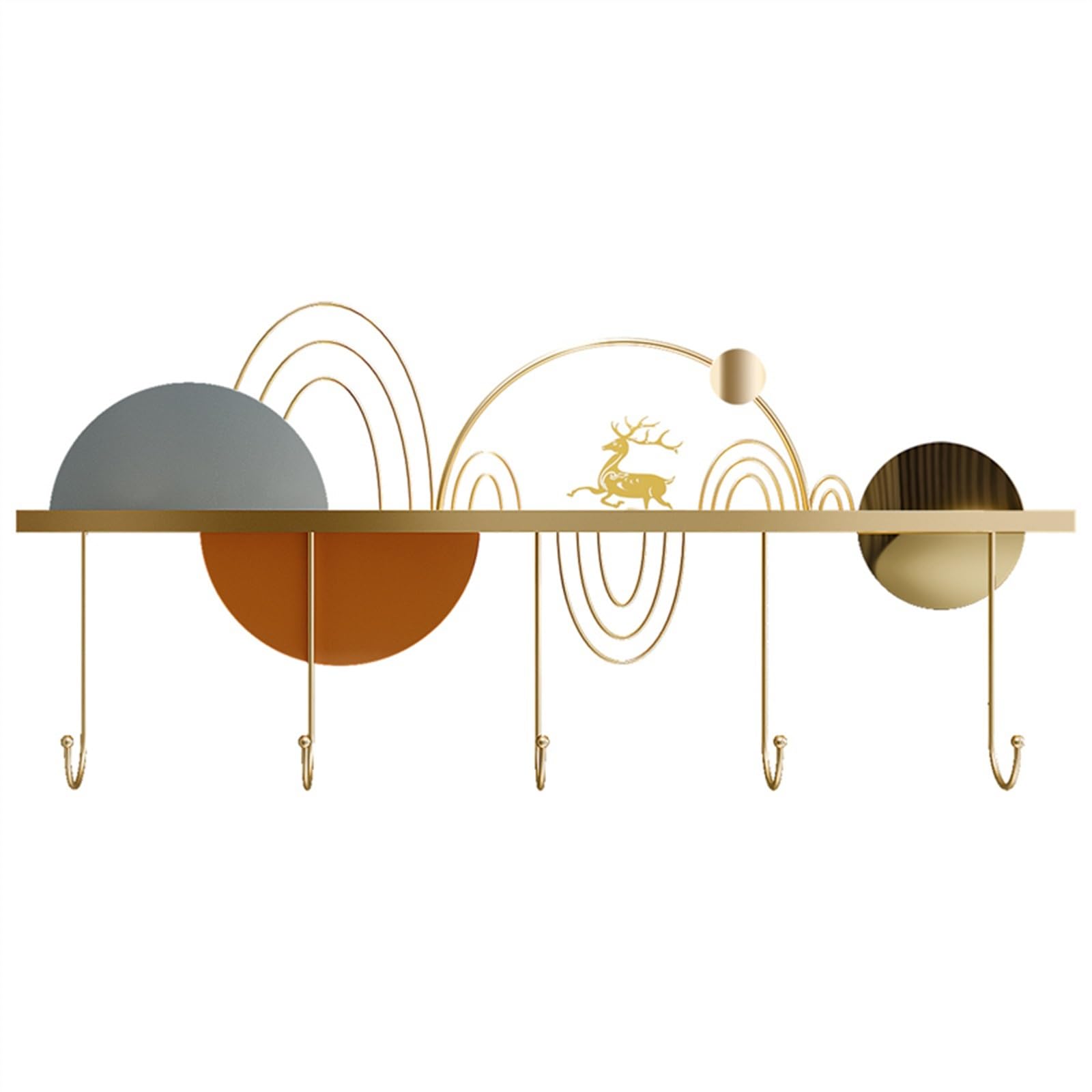 Yqinqin83b One Color Coat Hangers Simple Metal Hooks Shelves No-Hole Entrance Creative Entryway Coat Rack Light Luxury Hangers Wall With 5 For Bedroom