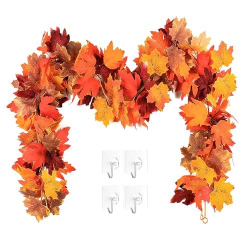 2 Pack Fall Maple Leaf Garlands - 5.8ft Autumn Vine