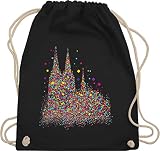 Shirtracer Turnbeutel Jute Beutel Gym Bag Rucksack - Karneval & Fasching - Kölner Dom Konfetti - Kölsche Köln Dom Karneval Kölsche Jung - Unisize - Schwarz - schwarzer stoffbeutel - WM110