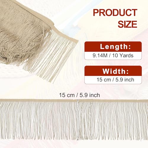 Franges beige clair 10 verges pour rideaux et deco PATIKIL - 3