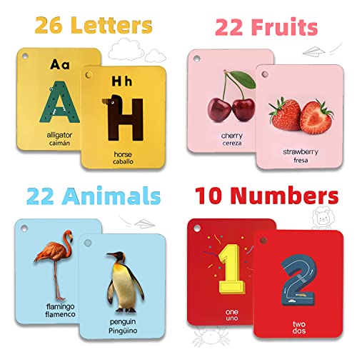 Richgv Colorful Flash Cards For Toddlers 1-2-3-4 Years Old, 4 In 1 Flash Cards For Baby 6 12 18 Months, Alphabet Numbers Fruits Animals, Learning & Education Toys Gifts For Kindergarten Preschool #TOP1