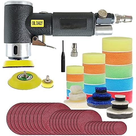 ROIIKETU Air Sander Polisher,25mm/50mm/80mm Orbital Sander Polisher Set with Polishing Pads & Buffing Pads for Car Detailing Polishing Cover