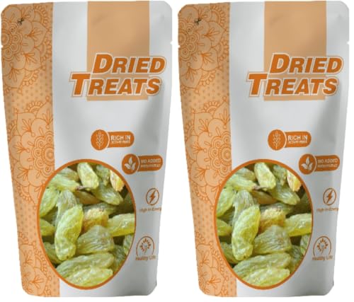 Image of Dried Treats Premium Raisins (Green Raisins /Kishmish, 250g) (Pack of 2)