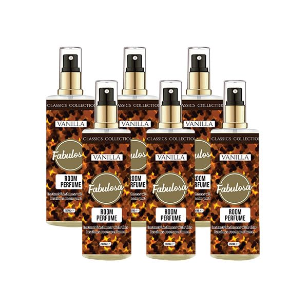Fabulosa Room Spray Fragrance Perfume Odour Removing Room Freshener Spray Fragranced Perfume Air Freshener 250ml 6 Pack Vanilla