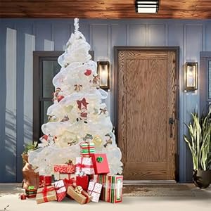 ptlsy White Christmas Tree 7ft Premium Hinged Artifical Pine Tree with Soild Metal Stand and Decorations Fit for Indoor Outdoor,1100 Tips (7 feet White) ptlsy White Christmas Tree 7ft Premium Hinged Artifical Pine Tree with Soild Metal Stand and Decorations Fit for Indoor Outdoor1100 Tips 7 feet White