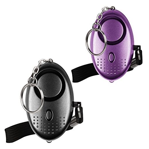 Notfall Persönlicher Alarm [2er Pack] Qoosea Scream Safesound Alarm 140dB LED Taschenlampe für Kinder/Frauen/Senioren/Student Self Defense Schutz Gesichert (Schwarz + Lila)