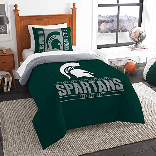 Northwest NCAA Michigan State Spartans Unisex-Adult Comforter and Sham Set, Twin, Modern Take