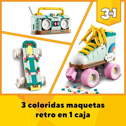 Miniatura 3 de Lego Creator 3 en 1 Patín Retro de Juguete Convertible en Mini Monopatín o Radiocasete - Regalo Creativo para Niñas y Niños Skaters de 8+ Años 31148