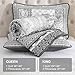 WONGS BEDDING Grey Quilt Set King Size,Bohemian Floral Patchwork Bedspread Coverlet Set, Soft 3 Pieces Boho Bedspreads Bedding Quilt Set for All Seasons (104