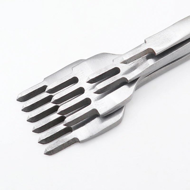 Betim 3/4/5/6mm Leather Chisel Hole Punch Stitching Tool Diamond Pricking Iron Leather Craft Tool 3/4mm 1-2-4-6 teeth - (Color: 5mm 1set)