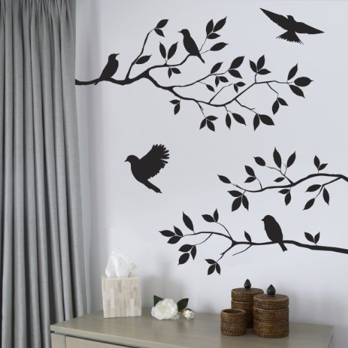Picniva Burnish Birds & Blossoms Vinyl Wall Decal, 16 X 24-Inches #TOP1