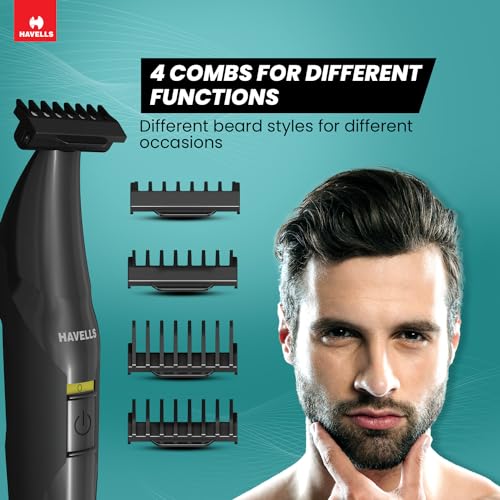 Image of Havells ST8000 Shimmer plus, 5 in 1 rechargeable Dual-Blade Shaver cum Trimmer with 4 Trimming Combs