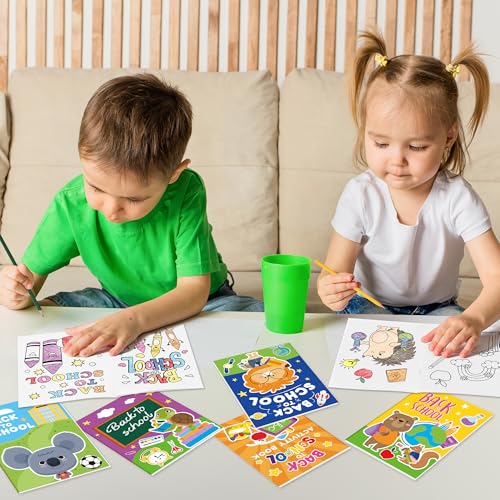 Image of Back to School Coloring Books for Kids - 24Pcs First Day of School Mini Coloring Booklet Bulk Cartoon DIY Art Drawing Book for Back to School Party Goodie Bags Stuffers School Classroom Favor
