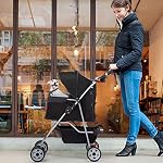Poussette pour animaux BestPet 4 roues noire, poussette pour chat et chien, transporteur pliant de voyage 04T