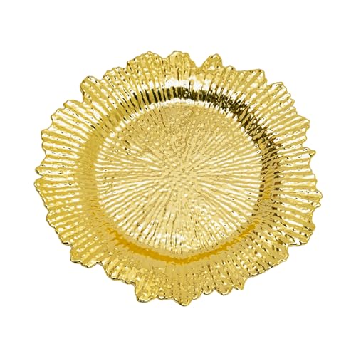 24 Platos Decorativos Redondos 12.6 pulg Dorado miniatura 1