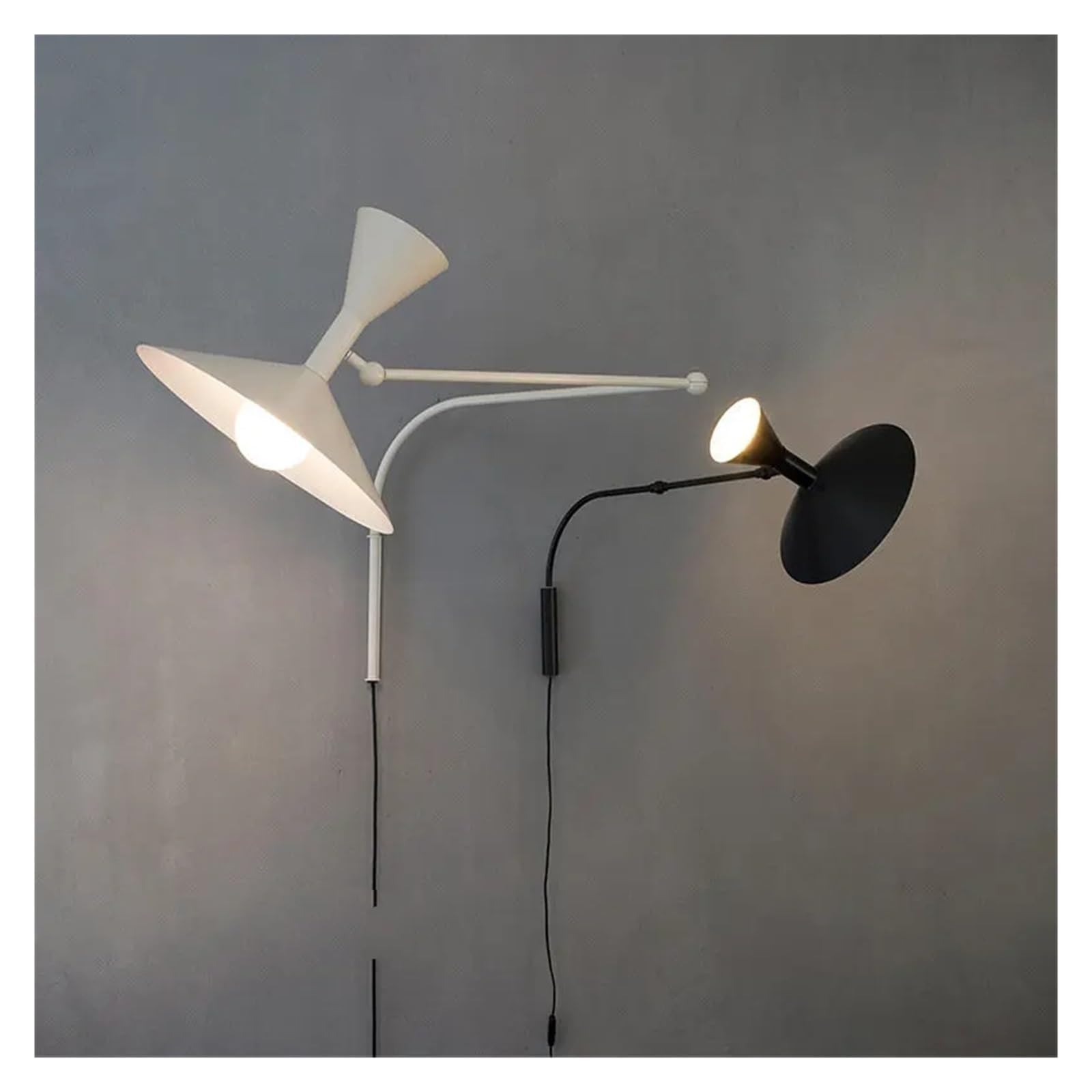 FZQSXAZU Minimalist Rotatable Rocker Arm Wall Lamp - LED Sconce Lighting Fixture for Living Room & Dining Decor Vintage Style Plug-in Light