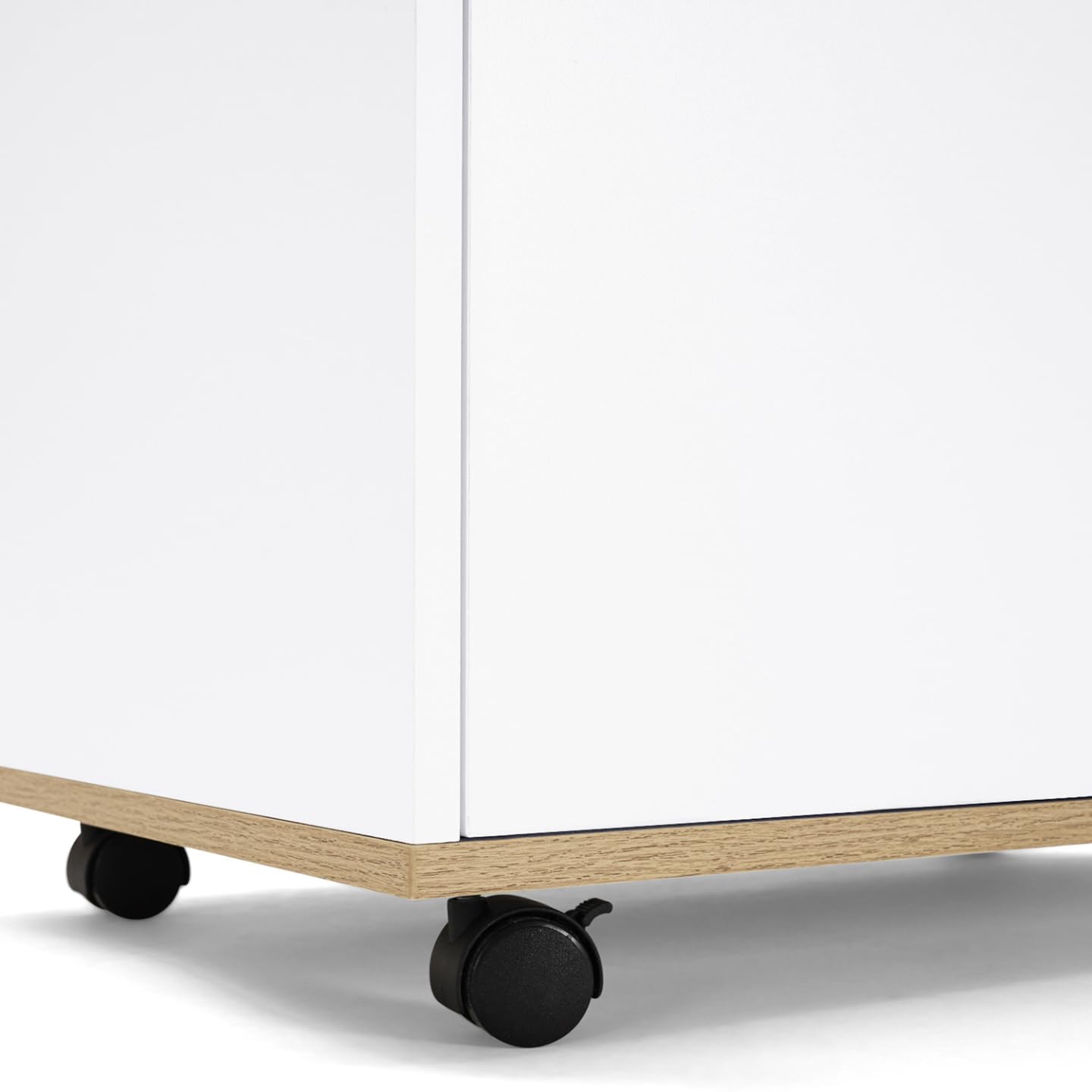 IDMarket - Desserte de cuisine COSY placard avec tiroir bois blanc et plateaux façon hêtre L.60 CM