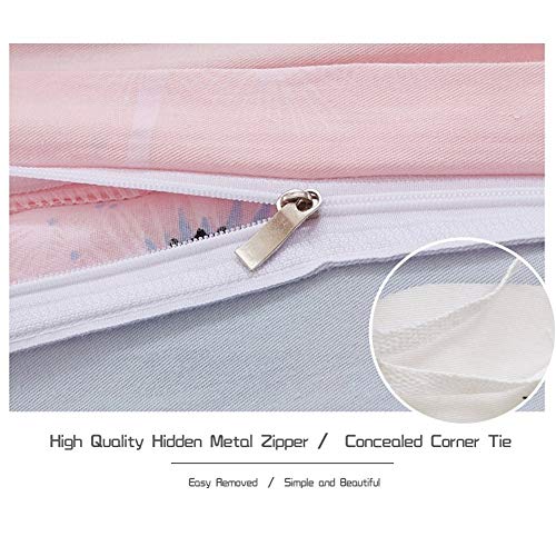 3 Pieces Pink Duvet Cover Set - Ultra Soft And Easy Care Design Bedding Duvet Cover Twin Size + 2 Pillow Shams- 800 Tc Dandelion Comforter Cover With Zipper Closure 4 Corner Ties #TOP7
