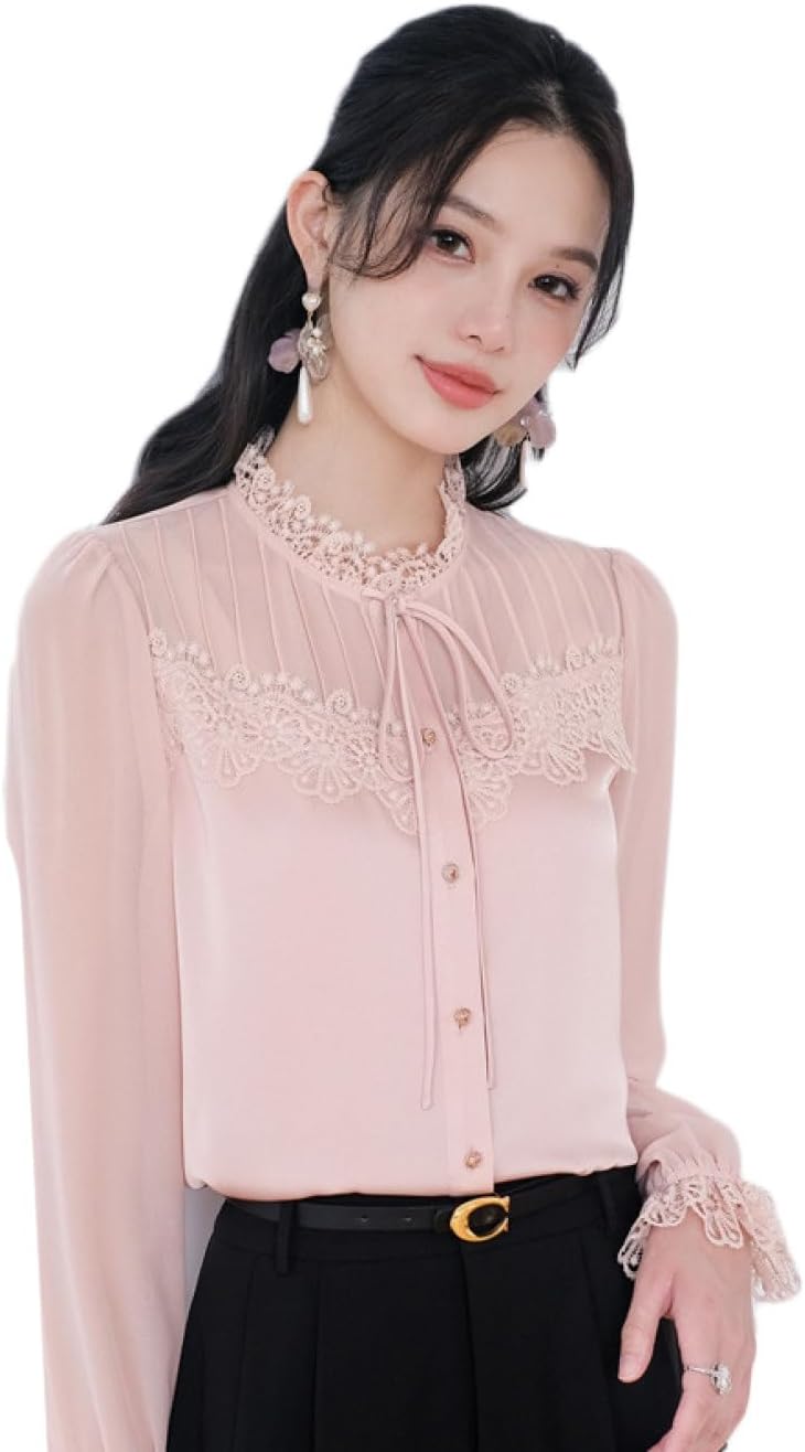 ミカゲシン ブラウス 長袖 シアー パール 1 ブラック マルチカラー