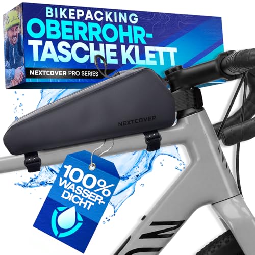 Nextcover Bikepacking Oberrohrtasche Klett I 100% Wasserdicht Dank AquaShield-TPU I Kompakte Rahmentasche Fahrrad I Bikepacking Taschen für Gravelbike Rennrad MTB Top Tube Bag