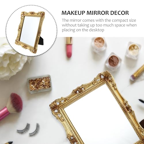 Miroir de maquillage rétro pour corriger le manque de lumière reflet net et cadre or sculpté