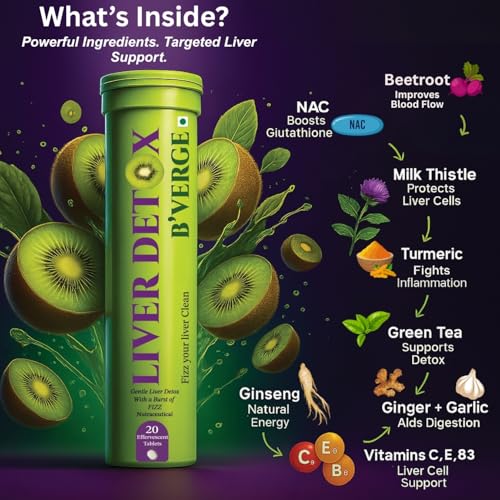 Image of B'VERGE Liver Detox Supplement - Powerful Milk Thistle & NAC Formula with 17 Advanced Ingredients | for Daily Liver Cleanse & Antioxidant Support | Sugar-Free (40 Count (Pack of 1), Liver 40 Tabs)
