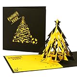 Weihnachtskarte mit Umschlag 3D Pop Up Karte „Fußball - Weihnachten in Schwarz & Gelb“ Weihnachtskarte mit Tannenbaum für Fußball Fans in Dortmund, Aachen …