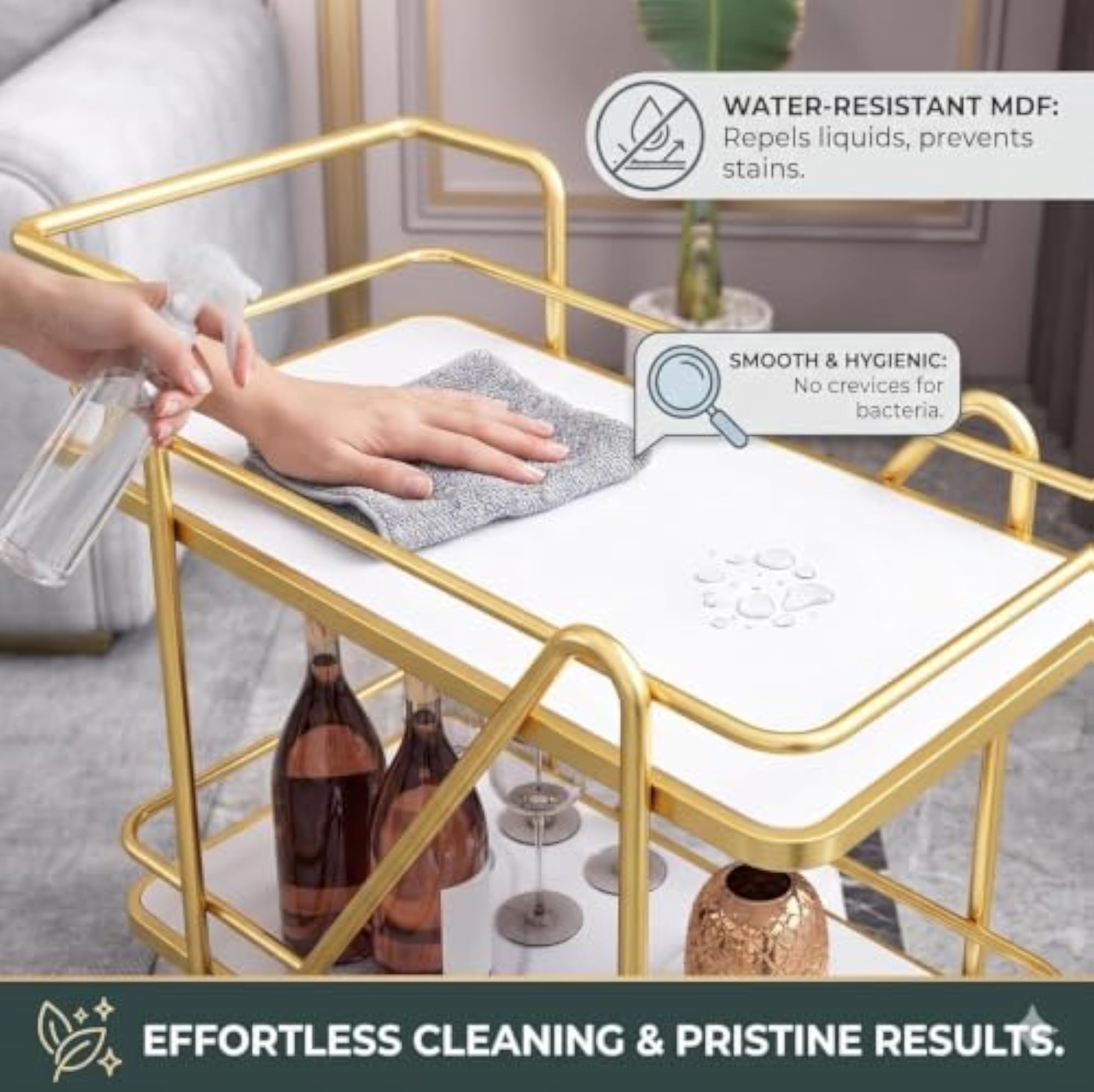 2-Tier Rolling Utility Cart for Home & Kitchen
