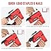 POPULO Electric Staple Gun, 2 in 1 Electric Stapler Tacker 4V Cordless Brad Nailer Kit, Battery Powered Nail Gun for Upholstery, Carpentry, DIY with Staple Remover, 1600 Staples and Nails, Red